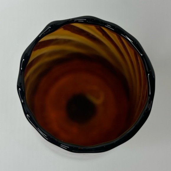 Vintage Empoli Italian Art Glass Optic Vase Amber Clear Twisted Pedestal 10" - Picture 2 of 6